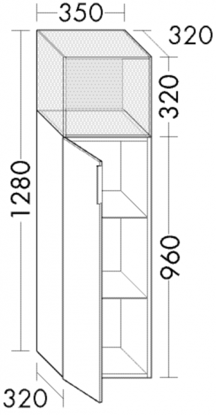 Burgbad Halbhochschrank Yumo PG2 1280x350x320 Weiß Hochglanz, SFKK035LF3193