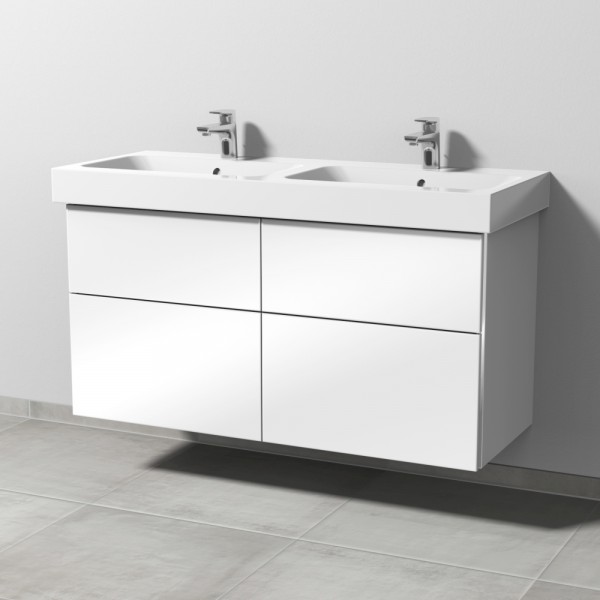 Sanipa 3way Waschtischunterbau zu Geberit iCon Waschtisch mit 4 Auszügen, Weiß-Glanz