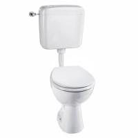 Neuesbad Neuesbad Stand-Flachspül-WC, mit WC-Sitz mit Absenkautomatik, mit Spülkasten, Abgang waagerecht
