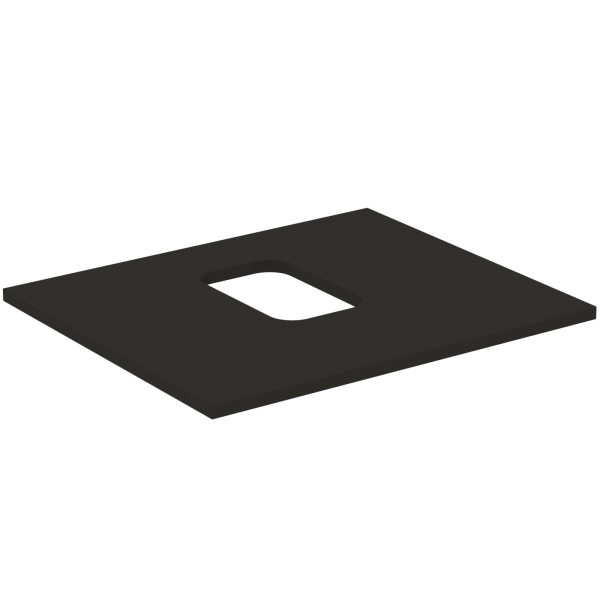 Ideal Standard Waschtischplatte i.life B mittigerAusschnitt f.1 Schale 602x507x18mm Carbongrau matt,