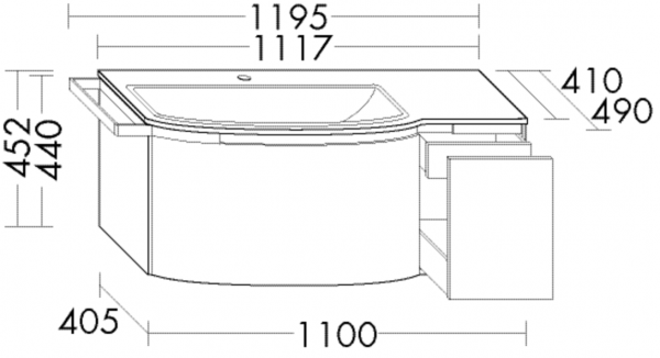 Burgbad Keramik Waschtisch-Set YSO PG2 HGL Grau Hochglanz/Taupe, SFAE111LF2155C0040