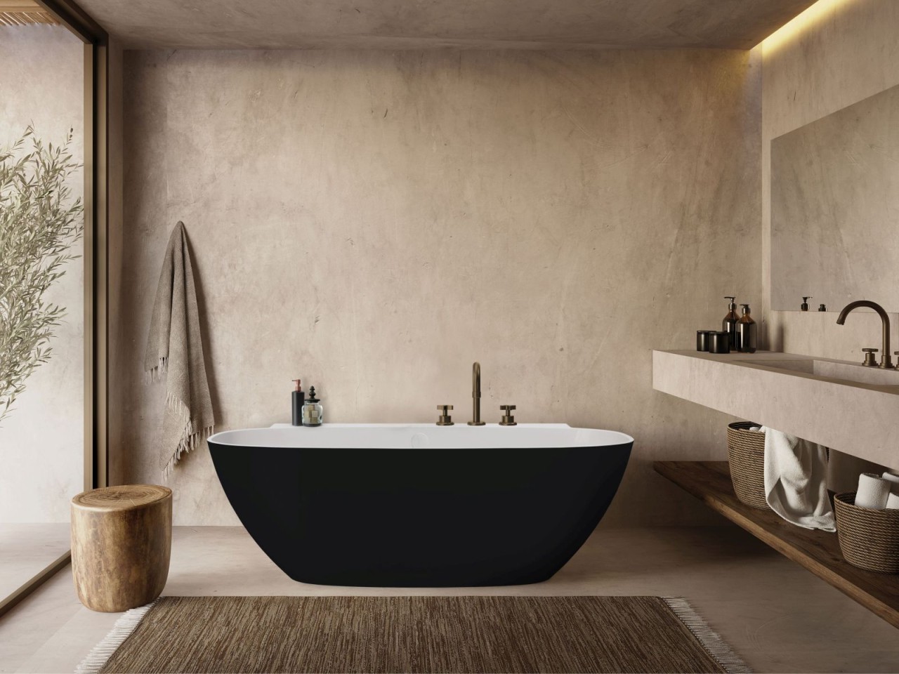 Hoesch Badewanne LaBrillante 1800x800 Vorwand Weiß-Schwarz, mit Überlauf, 4530.111 4530.111