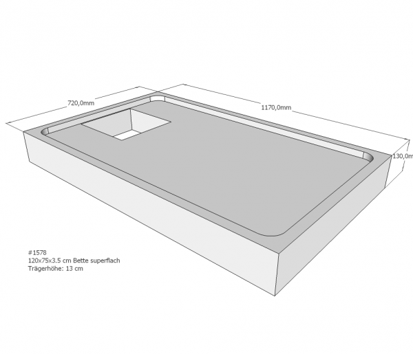 Neuesbad Wannenträger für Bette superflach 120x75x3,5