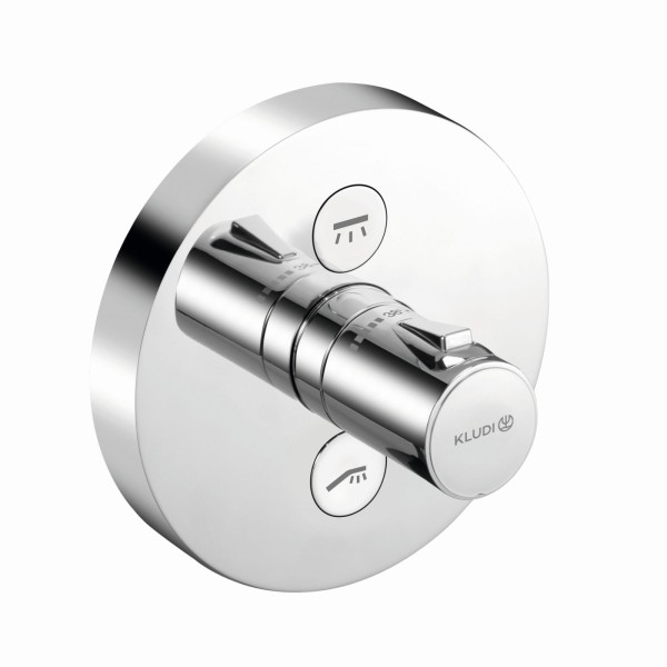 Kludi PUSH UP-Thermostatarm. mit Druck- taste für 2 Verb., rund chrom, 389120538