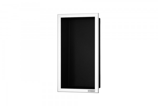 ESS BOX 10 Schwarz Wandnische 15x30x10 cm Rahmen Poliert BOX Black, inkl. Rohbauset, BOX-15x30x10-PB