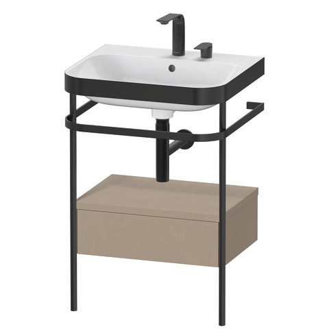 Duravit Happy D.2 Plus c-bonded Set mit Metallkonsole und Schubkasten Leinen Matt 575x490x850 mm - H