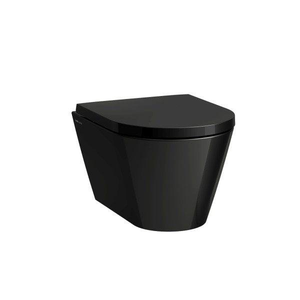 LAUFEN Wand-Tiefspül-WC Compact Kartell 370x490 kurze Ausführung, spülrandlos schwarz glänzend, H82