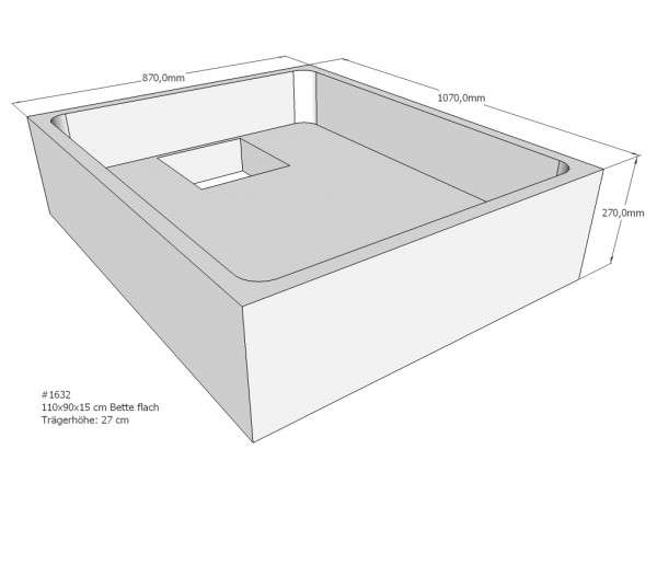 Neuesbad Wannenträger für Bette flach 110x90x15