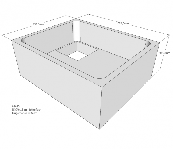 Neuesbad Wannenträger für Bette flach 85x70x15