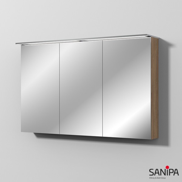 Sanipa Reflection Spiegelschrank MALTE 120 mit LED-Aufsatzleuchte, Eiche-Kansas