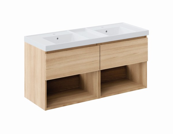 Cosmic Bbest Unterschrank 2 Schublade Und 2 Ablage mit Teckstone-Waschbecken, Eiche Natur, WJB010P22