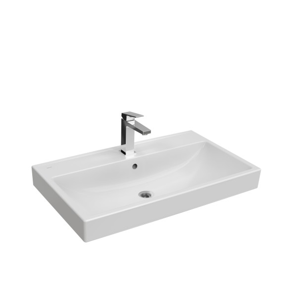 VitrA New Integra Square Waschtisch unterbaufähig mit Hahnloch mittig Weiß Hochglanz,7897B003-0001