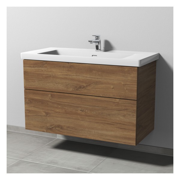Sanipa 3way Waschtischunterbau zu Villeroy & Boch Subway 3.0 Waschtisch mit 2 Auszügen, Eiche-Kansas