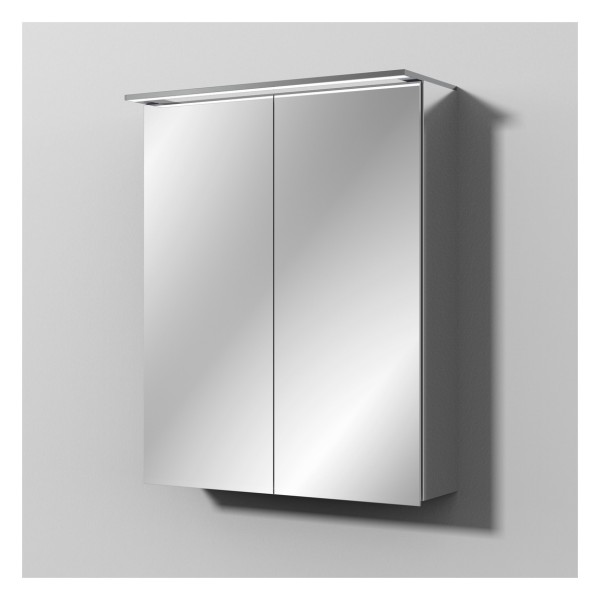 Sanipa Reflection Aluminium-Spiegelschrank ADAM 60 mit LED-Aufsatzleuchte, AU1509Z