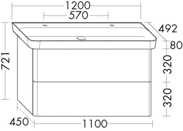 Burgbad Keramik Waschtisch-Set Iveo Eiche Dekor Merino/Alpinweiss, SFFS120F2835C0001