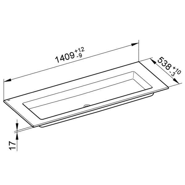Keuco Keramik-Waschtisch Royal 60 32160, B: 1405, H: 17, T: 538 mm