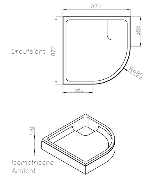 Neuesbad Wannenträger für Kaldewei Zirkon 90x90x6,5 Viertelkreis