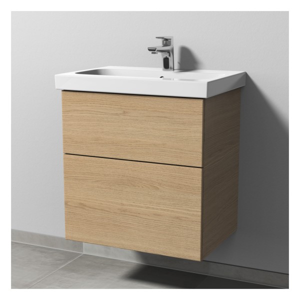 Sanipa 3way Waschtischunterbau zu Geberit iCon Light Waschtisch mit 2 Auszügen, Eiche-Nordic