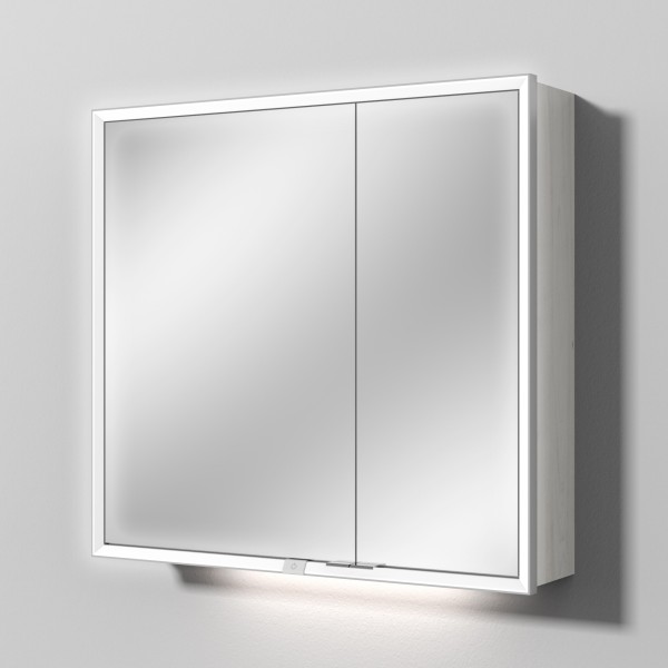 Sanipa Reflection Spiegelschrank MILO 80 mit LED-Beleuchtung, Linde-Hell, AU03255