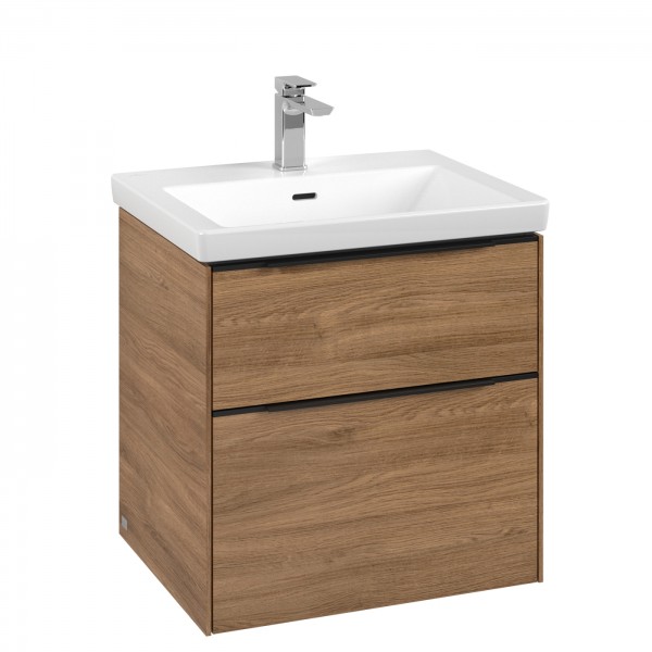 Villeroy & Boch Subway 3.0 Waschbeckenunterschrank, 2 Auszüge, 572 x 579 x 462 mm, Kansas Oak / Kans