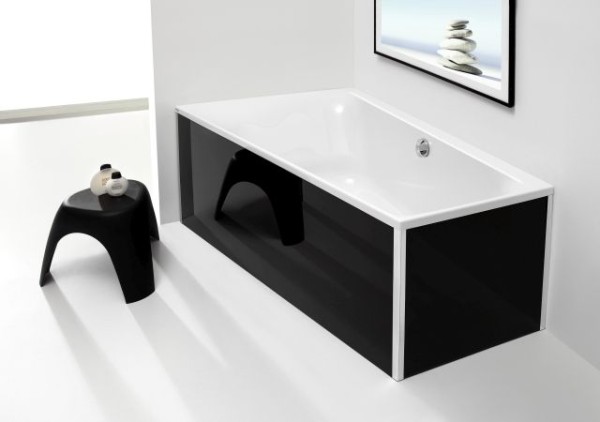 Hoesch Glasverkleidung Schwarz Ecke Badewanne Trapez 1800x1400 rechts