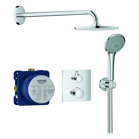 GROHE UP-Duschsystem Grohtherm 34734 mit FMS eck./SmartBox/Kopfb./Brauseset chrom, 34734000
