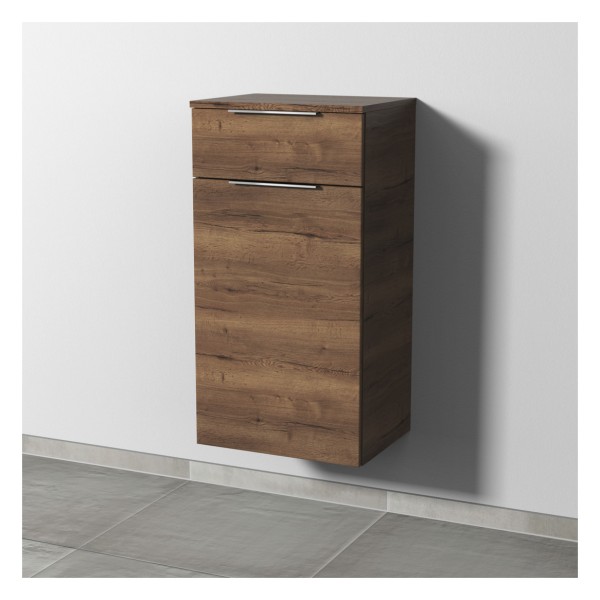 Sanipa 3way Mittelschrank mit 1 Auszug und 1 Wäschekorbklappe, Eiche-Tabak, UM15450