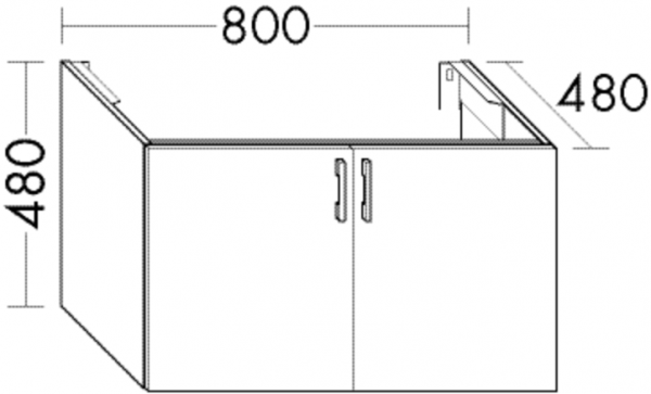 Burgbad Waschtischunterschrank Sys30 PG4 Sana 480x1000x480 Anthrazit Hochglanz, WUYG100RF3366