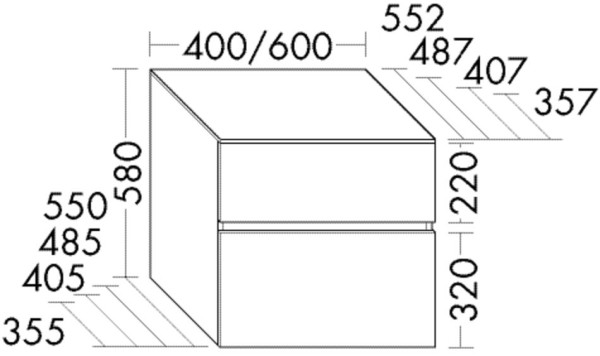 Burgbad Unterschrank Lin20 Acryl/Lack Matt 580x600x552 Anthrazit Matt, USJH060F5382