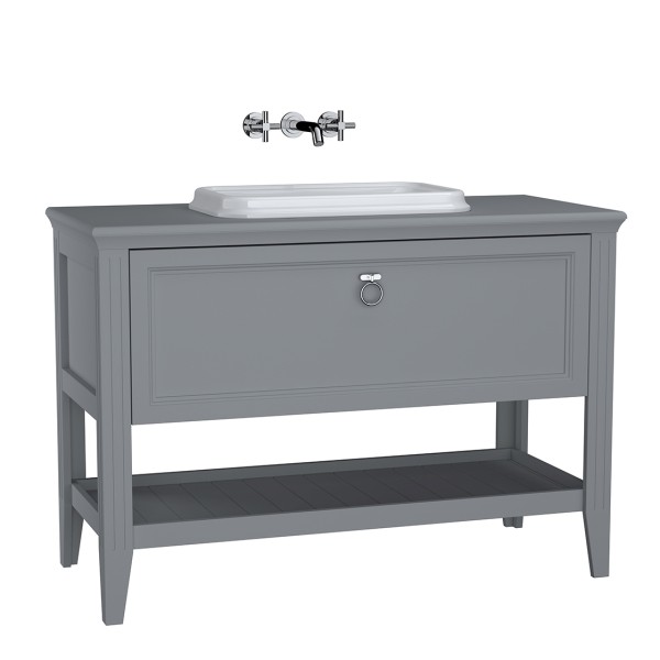 VitrA Valarte Set 118 cm Einbauwaschtisch + Waschtischunterschrank 1 Vollauszug Grau Matt,62202