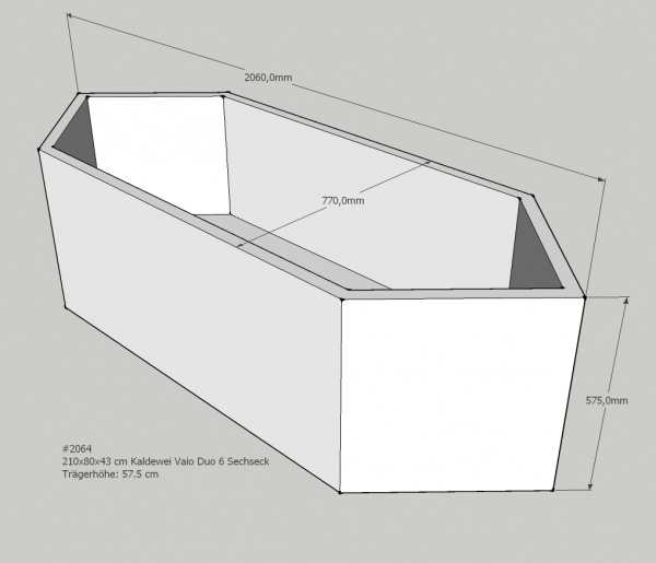 Neuesbad Wannenträger für Kaldewei Vaio Duo 6 Nr.952 210x80 6-Eck