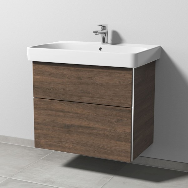 Sanipa 3way Waschtischunterbau zu Geberit Smyle Square Waschtisch mit 2 Auszügen, Eiche-Arizona