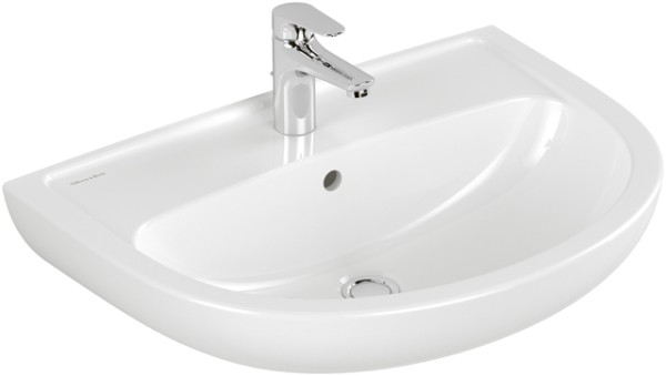 Villeroy & Boch Waschbecken Newo 650x484mm Oval, 1 Hahnloch mit Überlauf Weiss Alpin
