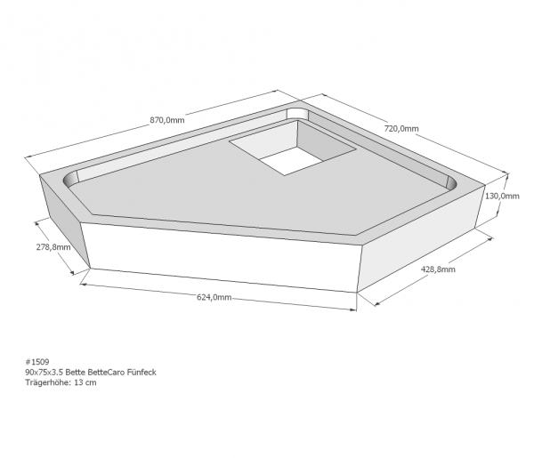 Neuesbad Wannenträger für Bette Caro 90x75x3,5 Fünfeck