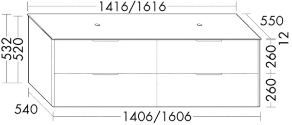 Burgbad Waschtischunterschrank+Konsolenplatte Oteo Rauchgrün Softmatt/Feinstein Beton