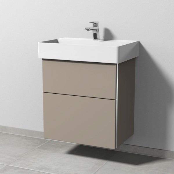 Sanipa 3way Waschtischunterbau zu Duravit Dura Square Waschtisch mit 2 Auszügen, Sandgrau-Matt