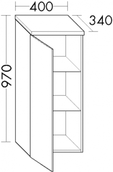 Burgbad Halbhochschrank Sinea 2.0 HGL 970x400x340 Weiß Hochglanz, UHIB04TLF2800