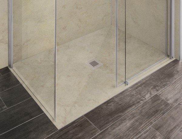 HSK Duschbodenelement mit Renodeco-Oberfläche, 90 x 160 x 5,0 cm, Sandstein, Farbe: terra-beige