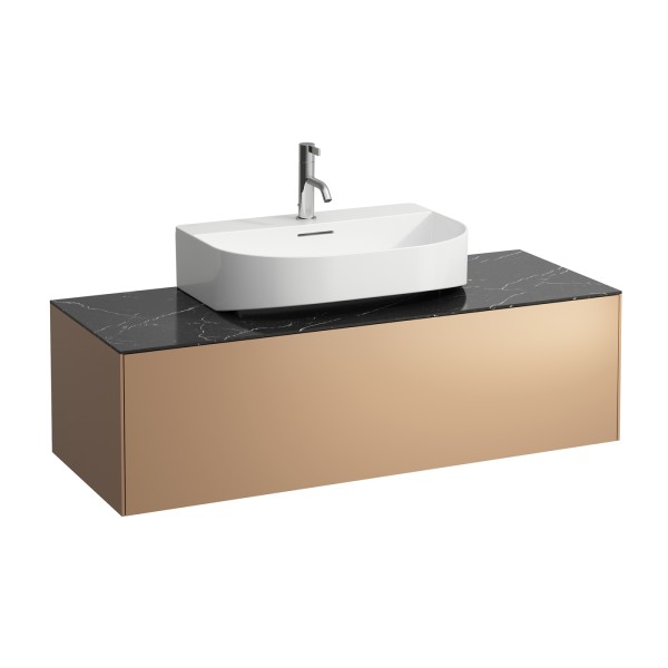 LAUFEN Waschtischunterschrank SONAR f.HWB H816341/2 1 Schubl 1175x455 Ausschn mi Kupfer&Nero Marquin