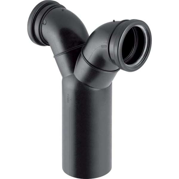 Geberit PE Wand-WC-Doppelbogen 90 Gr DN100/90/90 für senkrechte Montage