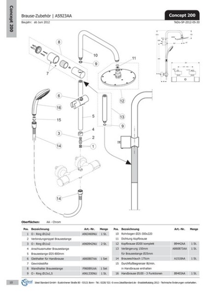 Ideal Standard Wandbefestigung für Brausestange, F960891AA A5686AA