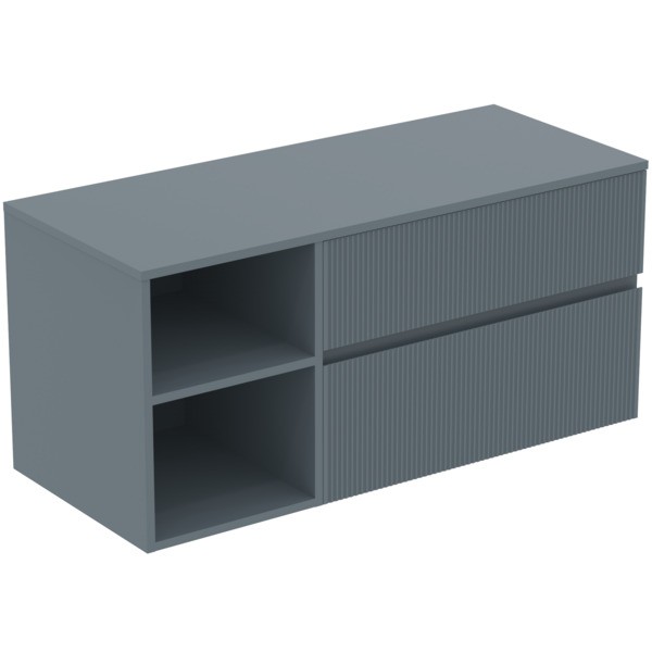 Ideal Standard Waschtischunterschrank Finesse o.Ausschnitt 1202x505x558mm, 2 Auszüge Aschblau matt,