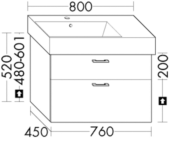 Burgbad Waschtischunterschrank System 30 Preisgruppe 1 Aqua 520x760x450 Eiche Dekor Flanelle
