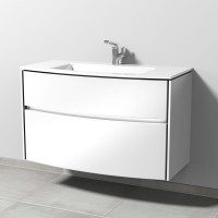 Sanipa TwigaGlas Sanipa TwigaGlas Waschtischunterbau mit Glas-Waschtisch, LED-Beleuchtung, Weiß-Glanz, SY23478