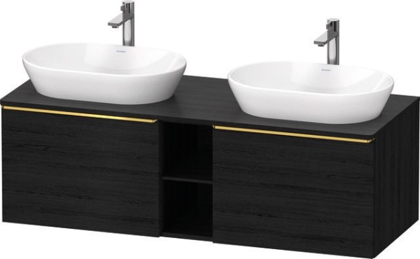 Duravit D-Neo Konsolenwaschtischunterbau wandhängend Eiche Schwarz Matt 1400x550x459 mm - DE4950B341