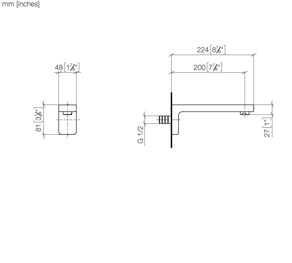 Dornbracht Wannenauslauf für Wandmontage LULU 13801710 Platin gebürstet