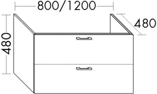 Burgbad Waschtischunterschrank Sys30 PG4 Sana 480x800x480 Eiche Hellgrau, WUYI080F3446