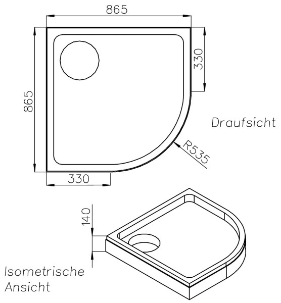 Neuesbad Wannenträger für Artweger Susanne 90x90x2,5 Viertelkreis R:55