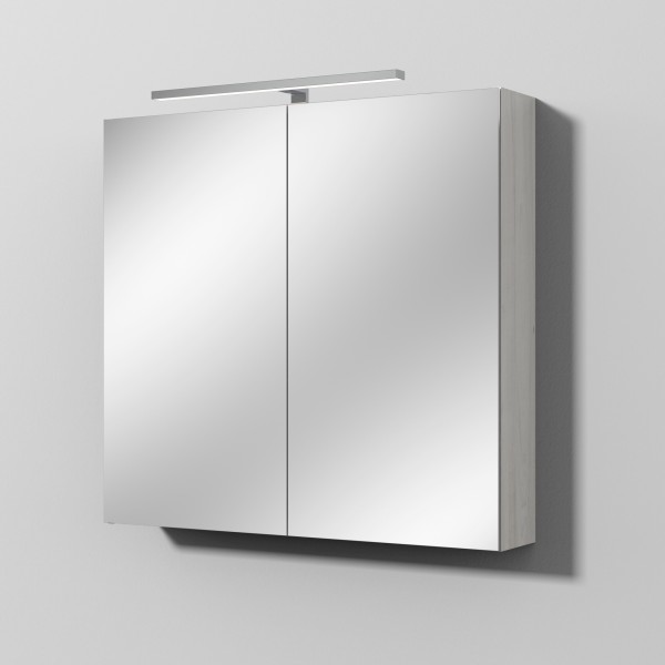 Sanipa Reflection Spiegelschrank MILLA 80 mit LED-Aufsatzleuchte, Linde-Hell, SD14255