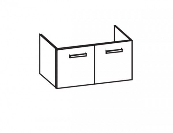 Artiqua 412 Waschtischunterschrank für Ventuno T0019, Weiß Hochglanz, 412-WU2T-I26-7016-68